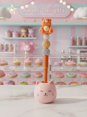 Pen with Orange Care Bear Topper